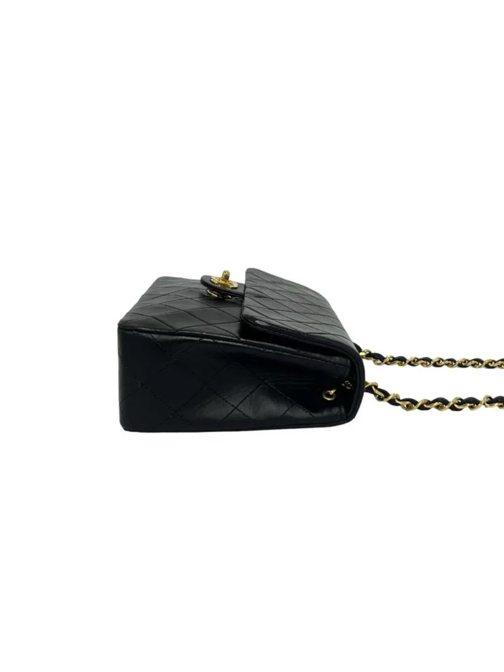 Chanel Quilted CC Logo Lambskin Leather Chain Shoulder Bag Black